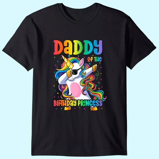 Mens Daddy of the Birthday Princess Dabbing Unicorn Girl T-Shirt