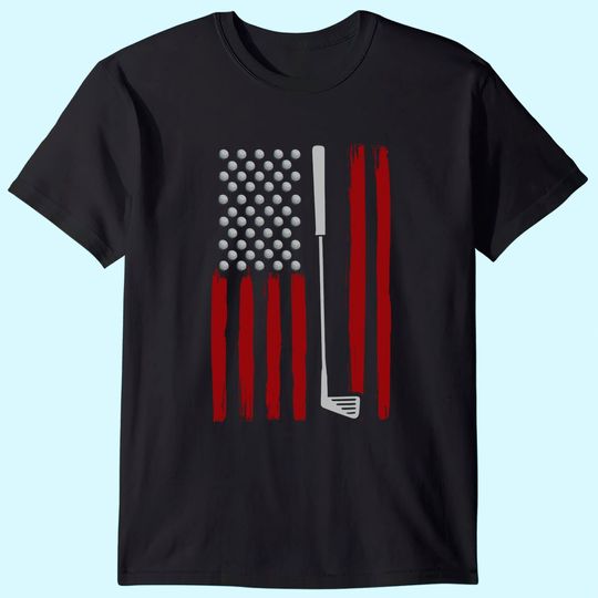 Retro American Flag Golf Gift for Golfer Funny Golf Club T-Shirt
