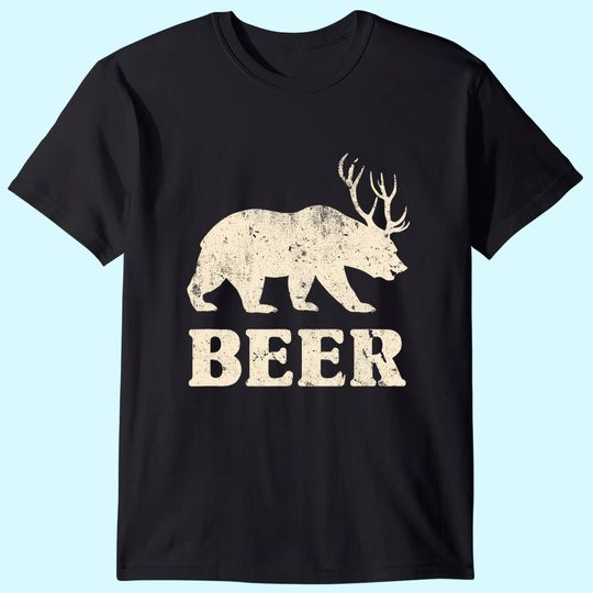 Vintage Bear Deer Funny Beer T-Shirt