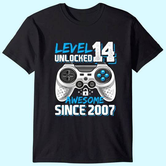 Level 14 Unlocked Awesome 2007 Video Game 14th Birthday T-Shirt