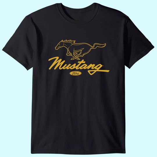 Ford Mustang Pony Script Logo Premium T Shirt