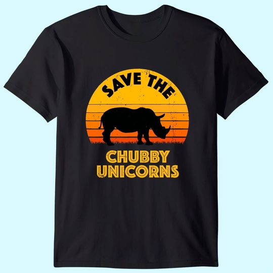 Save The Chubby Unicorns, Vintage Retro Rhino T Shirt