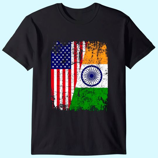 Half American Flag | USA INDIA FLAG T-Shirt