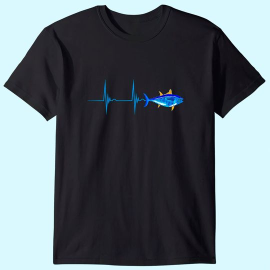 Bluefin Tuna Heartbeat EKG Pulseline Deep Sea Fishing T Shirt