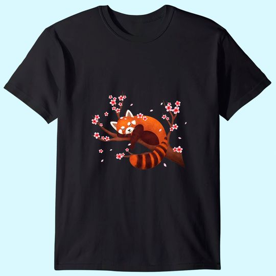 Vintage Red Panda Japanese Cherry Blossom Flower T Shirt