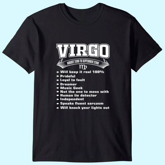 Virgo Facts Zodiac Sign Horoscope T Shirt