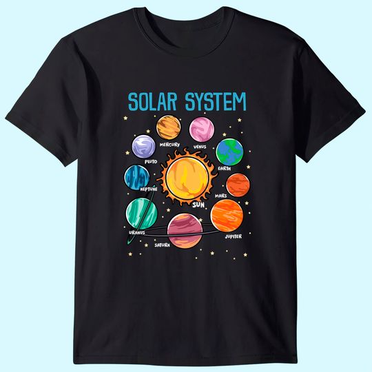Solar System Planets Science Space Boys Girls STEM Kids T-Shirt