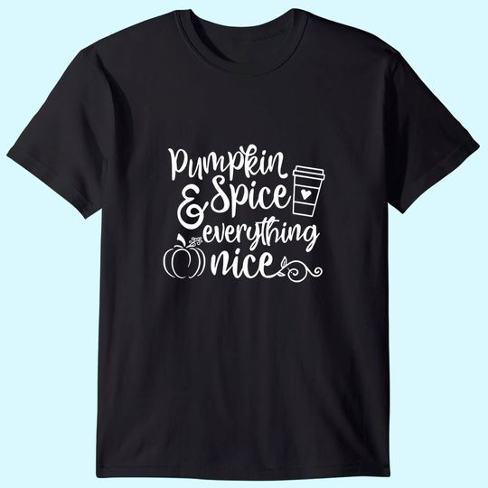 Pumpkin Spice and Everything Nice Fall Halloween Shirt for Women Cute Graphic Letter Print Casual Short Sleeve Tee Tops