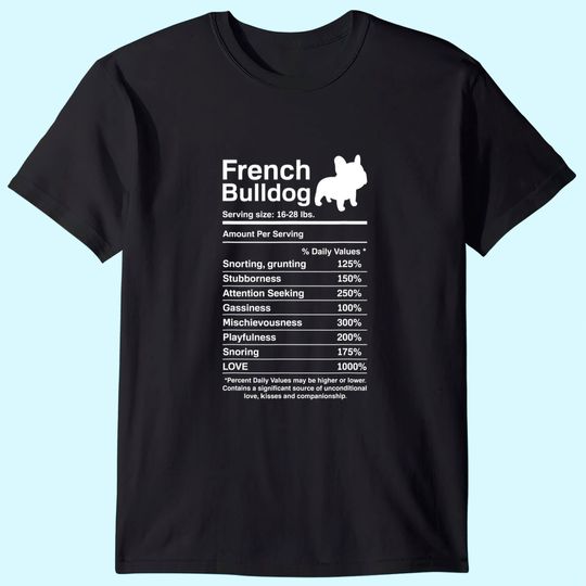 French Bulldog Facts Nutrition T Shirt