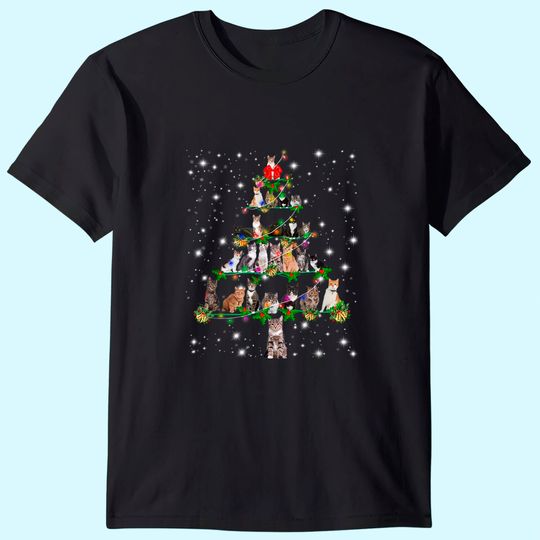 Funny Cats Christmas Tree T-Shirt