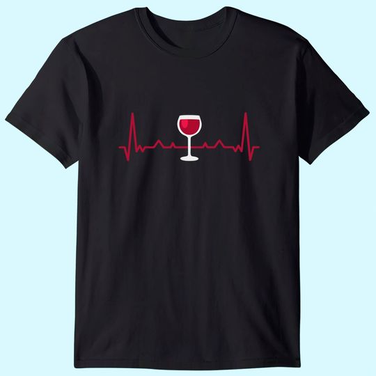 Wine Lover Heartbeat T Shirt