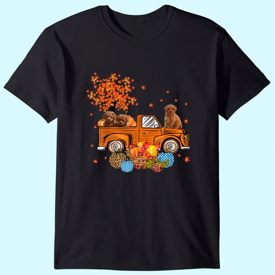 Poodle Pumpkins Truck Leaf Autumn Fall Thanksgiving T-Shirt
