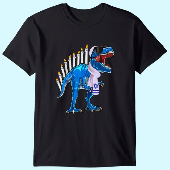 T Rex Dinosaur Hanukkah T-Shirt