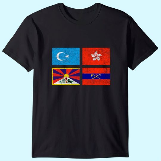 Free Tibet Uyghurs Hong Kong Inner Mongolia China Flag T Shirt