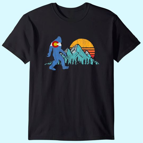 Bigfoot Sun & Mountain State Flag Of Colorado T Shirt