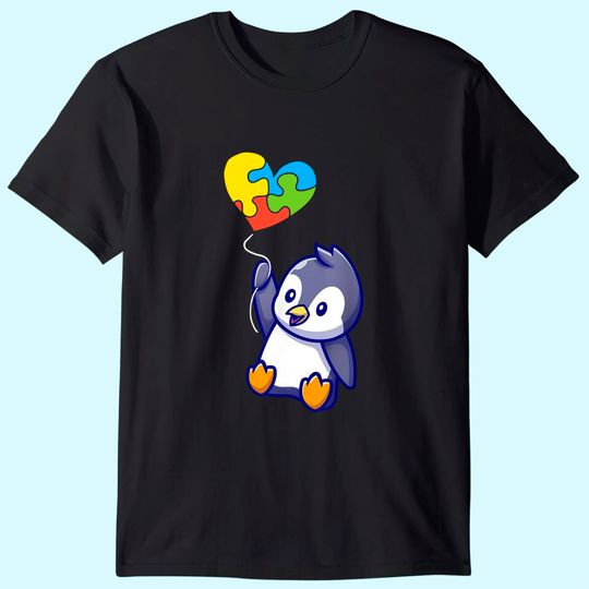 Penguin Autism Awareness Day Puzzle Piece T-Shirt