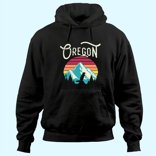 Retro Vintage Oregon OR Mountains Beaver Hoodie