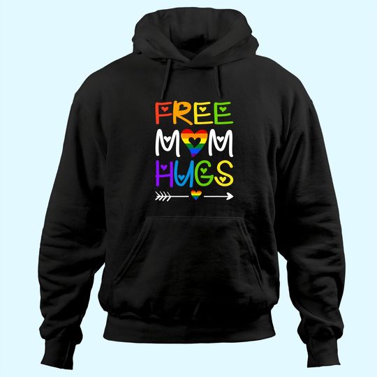 Free Mom Hugs THoodie Rainbow Heart LGBT Pride Month Hoodie