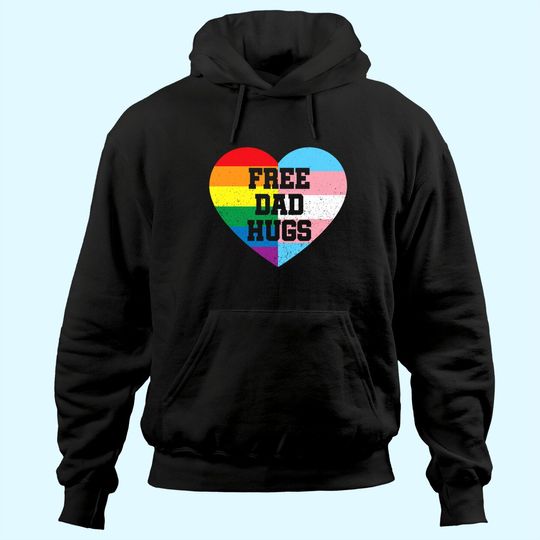 Mens Free Dad Hugs Pride LGBT Rainbow Flag Family Hoodie