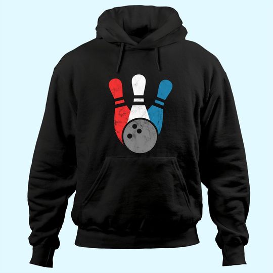 Distressed Bowling Hoodie For Men | Bowling Pins And Ball