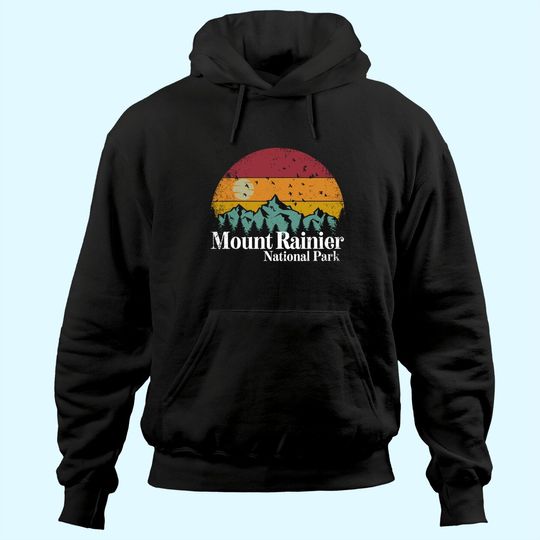 Mount Rainier National Park Retro Style Hiking Vintage Hoodie