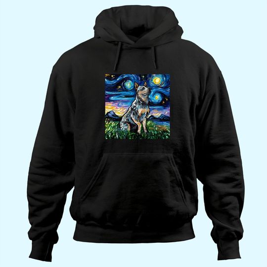 Blue Heeler Starry Night Australian Cattle Dog Art Hoodie