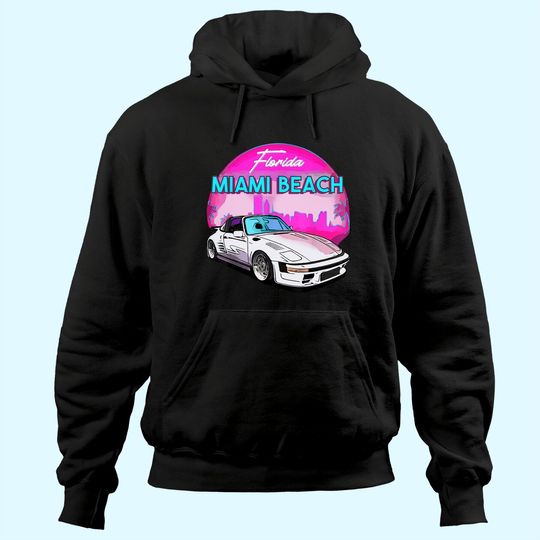 Miami Men's Hoodie Palm Trees and Vintage Car