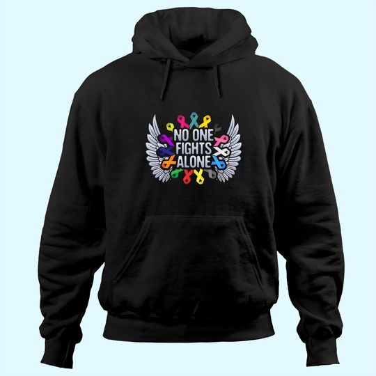 No One Fights Alone Multicolor Ribbon For Cancer Awareness Hoodie