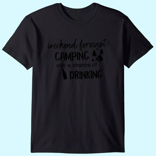 Camping Shirts for Women Camping Funny Letter Printed T-Shirt Summer V Neck