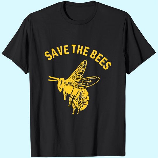 Save The Bees T Shirt Women Vintage Retro Graphic Yellow Casual Tee Tops