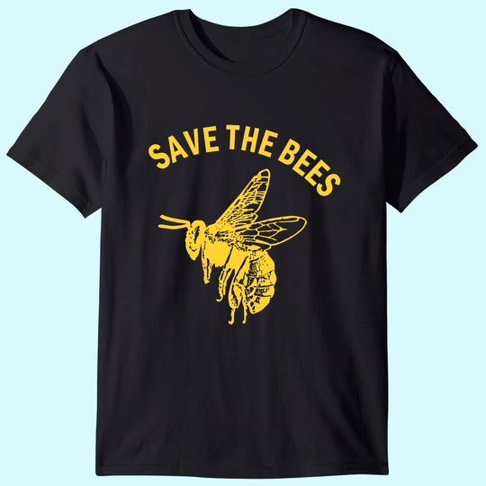 Save The Bees T Shirt Women Vintage Retro Graphic Yellow Casual Tee Tops
