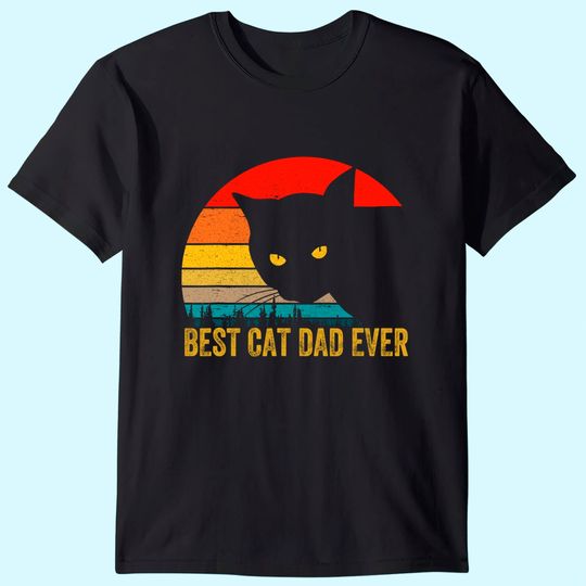 Vintage Best Cat Dad Ever Men Bump Fit Fathers Day Gift T-Shirt