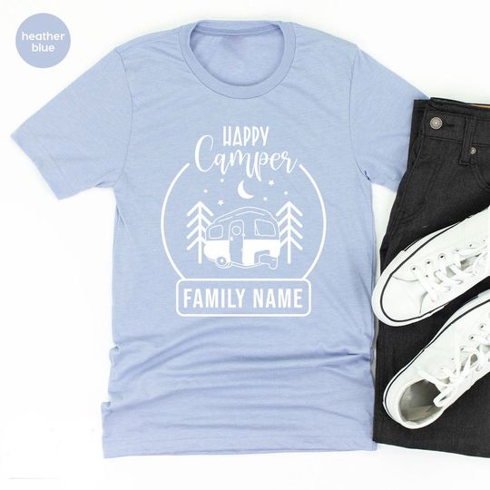 Personalized Camping Happy Camper Custom Family Matching T-Shirt