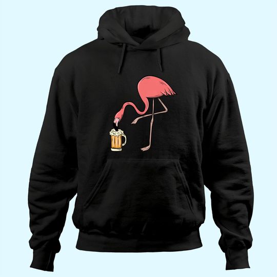 Flamingo Drinking Beer - Funny Pink Flamingo Hoodie