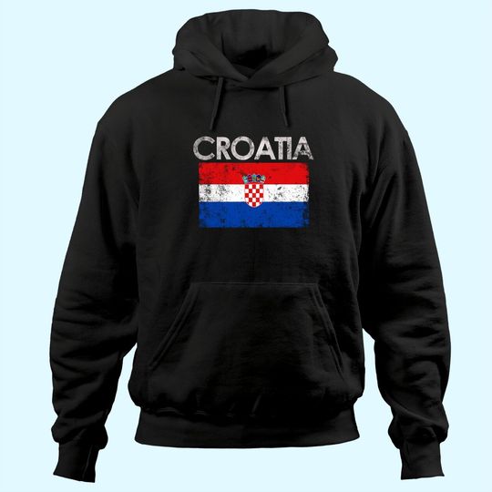 Vintage Croatia Croatian Flag Pride Gift Hoodie