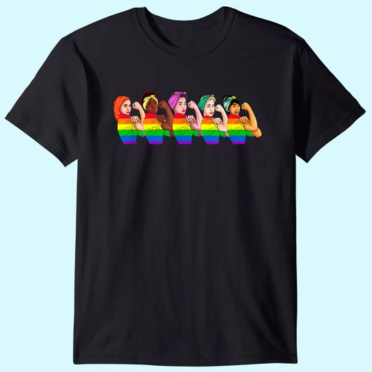 Human Rights Shirt Women Rainbow LGBTQ Pride Rosie Riveter T-Shirt