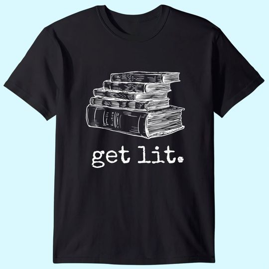 Womens Get Lit with Books Funny Meme V-Neck T-Shirt
