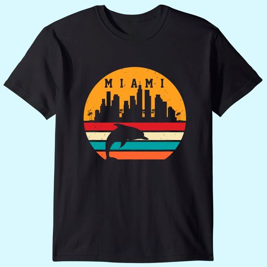 Miami Men's T Shirt 80s Dolphin