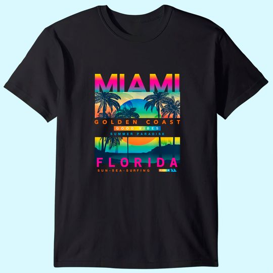 Miami Men's T Shirt Colorful Sunrise
