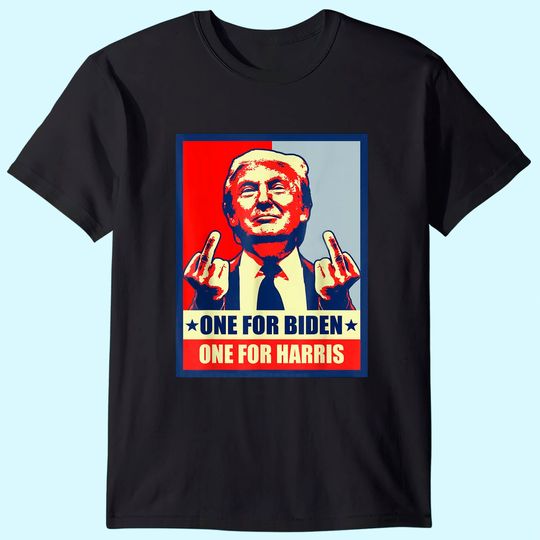 Trump Middle Finger Biden Harris Republican American Flag T-Shirt