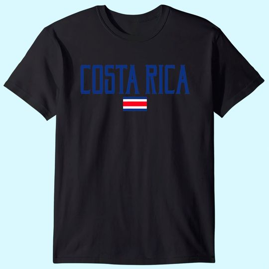 Costa Rica Flag Vintage Blue Text T-Shirt