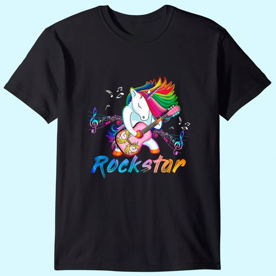Unicorn Rock Star Guitar Rockin' T Shirt