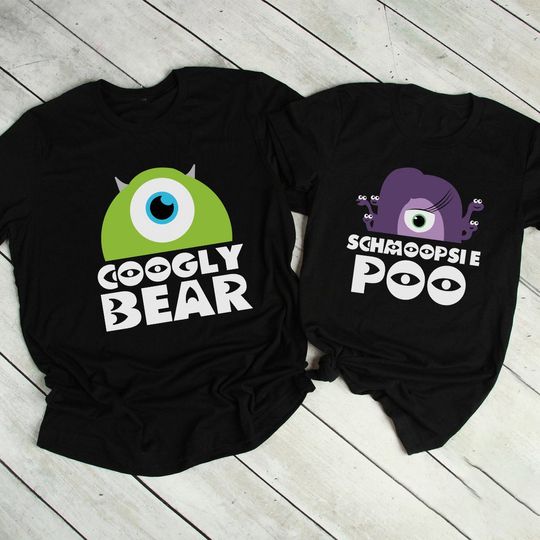 Googly Bear And Schmoopsie Poo Monsters Inc Inspired Couple Matching T-shirts