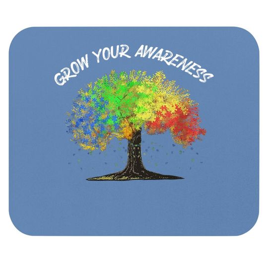 Autism Awareness Rainbow Tree Grow Your Awareness Hand Drawn Mouse Pad