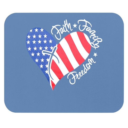 American Flag Print Mouse Pad Faith Family Freedom Short Sleeve Blouse Mouse Pad Tops