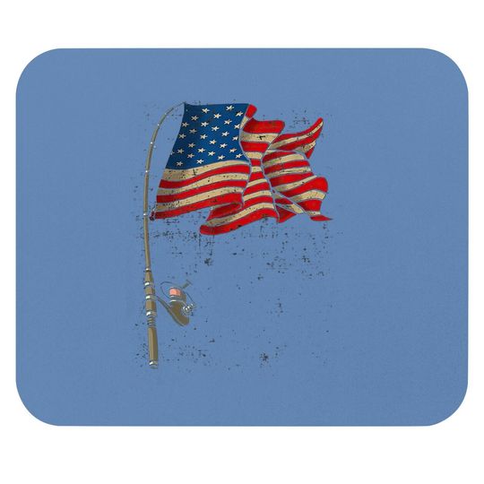 Fishing American Flag Fisherman Patriotic Day 4th Of July Mouse Pad