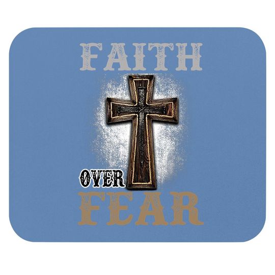 Faith Over Fear Wood Cross Religion Mouse Pad Adult Mouse Pad