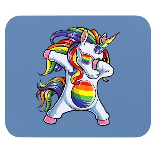 Dabbing Unicorn Gay Pride Lgbt Mouse Pad Lesbian Rainbow Flag Mouse Pad