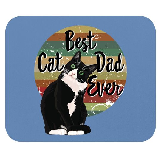 Best Cat Dad Ever Tuxedo Father's Day Gift Funny Retro Mouse Pad Mouse Pad