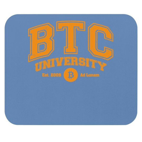 Btc University To The Moon, Funny Distressed Bitcoin College Mouse Pad